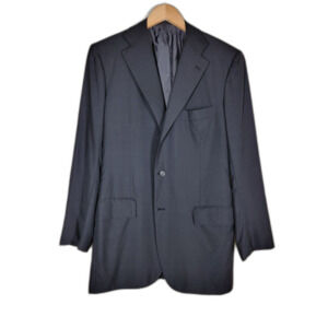 Kiton 14 Micron Super 180's Black Wool Suit Jacket Blazer Sport Coat - 50R